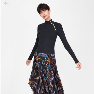 buttoned ribbed sweater zara